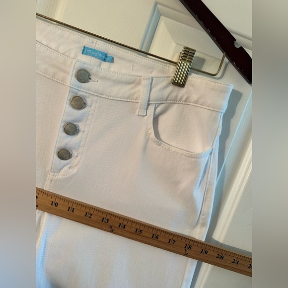 J. McLAUGHLIN Loris White Wide Leg Button Fly Cropped Stretch Jeans Size 8 CLEAN - Picture 7 of 9